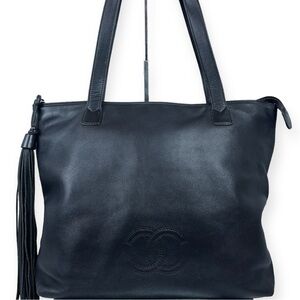 CHANEL CC CALFSKIN TASSEL Shopper Tote